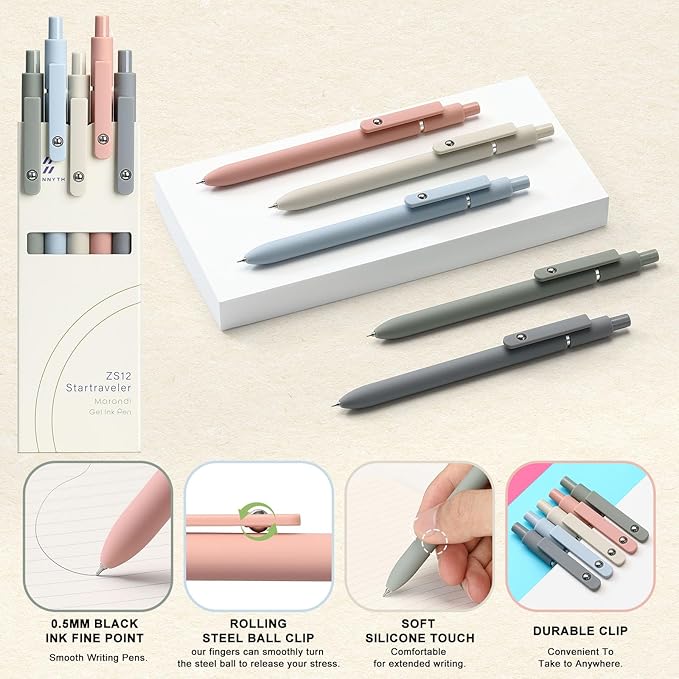 Stationery Set for Women, Journaling Kit, 3PCS A5 Spiral Notebooks, Gel Pens, Steel Bookmark, Sticky Notes & Tabs, Gift Box - Aesthetic Gift Set for Work Students School Office Supplies