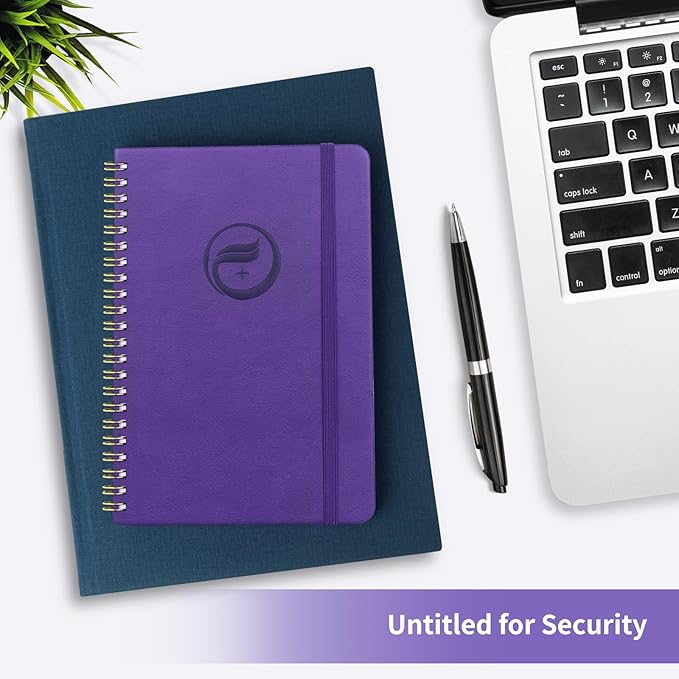 Password Book with Alphabetical Tabs, Password Keeper Book for Seniors, Individual & Colorful Tabs, Spiral Hardcover Password Notebook for Website Logins, 5.7" x 7.7", Purple