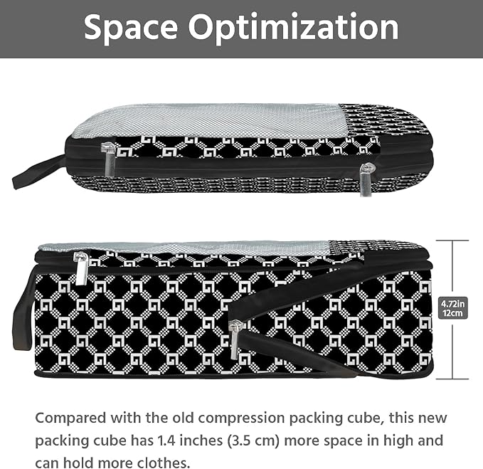 7 Pcs Compression Packing Cubes for Travel, Waterproof Suitcase Luggage Backpack Organizer with Toiletry Bag Travel Essentials for Women/Men-Plaid