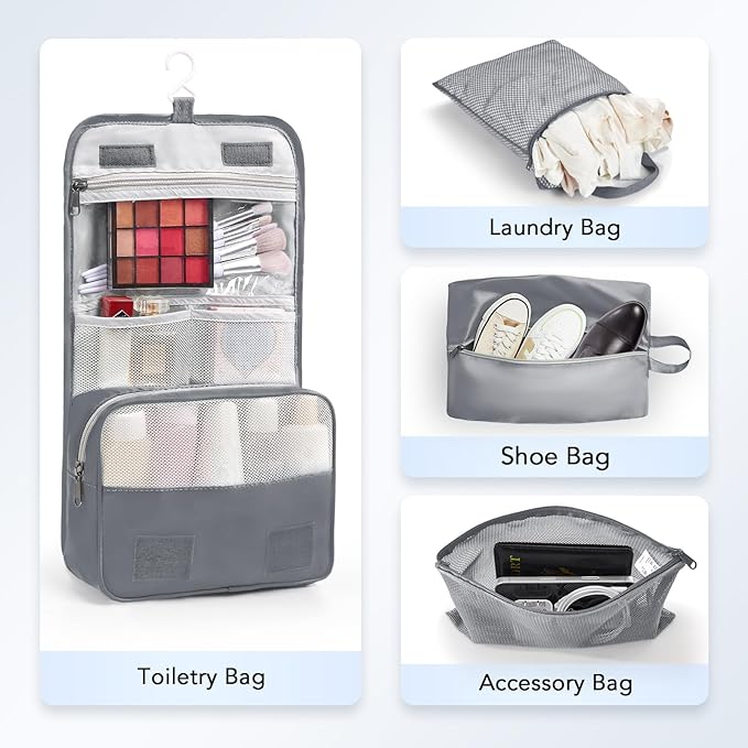 8 Set Compression Packing Cubes for Travel Essentials,Compressible Expandable Packing Cubes for Suitcase,OlarHike Luggage Organizer Bags for Travel,Handy Helper for Organizing Clothes(Gray)