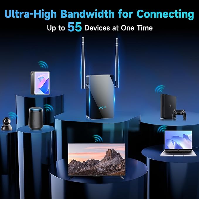 2026 WiFi Extender Signal Booster, New Gen Internet Booster for Home, 4X Faster, Covers up to 10,000 sq.ft, Wi-Fi Repeater with Ethernet Port, Wireless Long Range Amplifier, Easy Setup (Black)