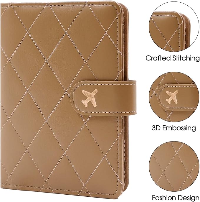 Melsbrinna Premium Leather Passport Holder Covers Case, Waterproof Rfid Blocking Travel Wallet Passport Holder with Pen Holder, Cute Passport Book for Women/Men