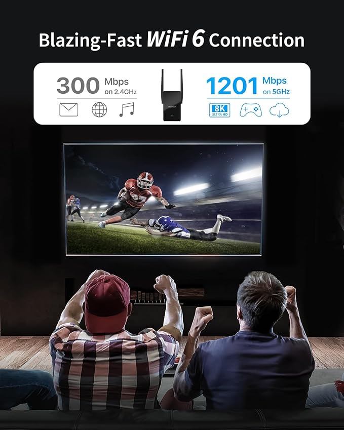 BrosTrend WiFi 6 Extender AX1500 WiFi Booster for Home WiFi Range Extender Covers Up to 2,000 sq.ft and 40 Devices, Dual Band Amplificateur WiFi with Gigabit Ethernet Port Works with Any WiFi Routers