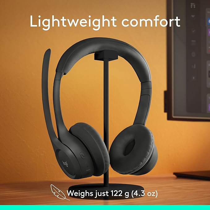 Logitech Zone 301 Wireless Bluetooth Headset with Noise-Canceling Microphone, Compatible with Windows, Mac, Chrome, Linux, iOS, iPadOS, Android – Graphite