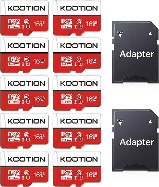 KOOTION 10 Pack 16GB Micro SD Card Class-10 Micro SDHC Card 16 gb UHS-I High Speed TF Card R Flash C10 U1 Memory Card