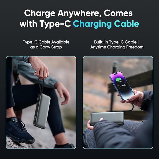 130W Power Bank,26800mAh Laptop Portable Charger,Built in Type-c Cable,3-Port 100W Max Laptop Power Bank,Smart Display,Compatible with MacBook,iPhone,iPad,Switch,Samsung,AirPords