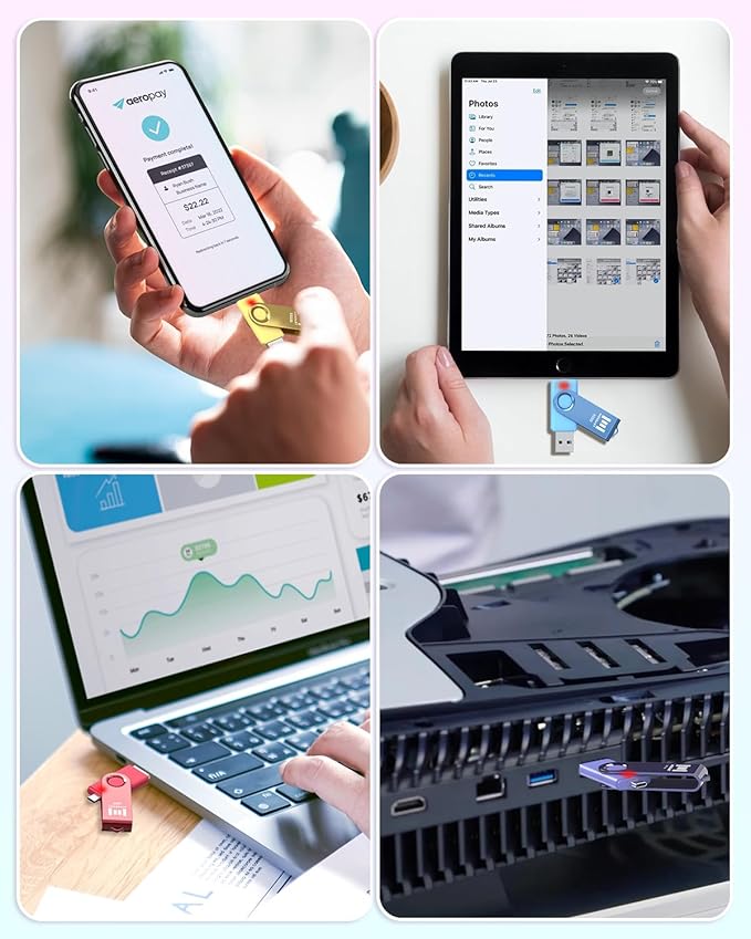 MOSDART 32GB USB 2.0 C and A Dual Flash Drive, FAT32 Memory Stick, for iPhone 15 and 16, Android Phone, iPad, MacBook, and Other Laptops, Vibrant Colors (Pack of 5)