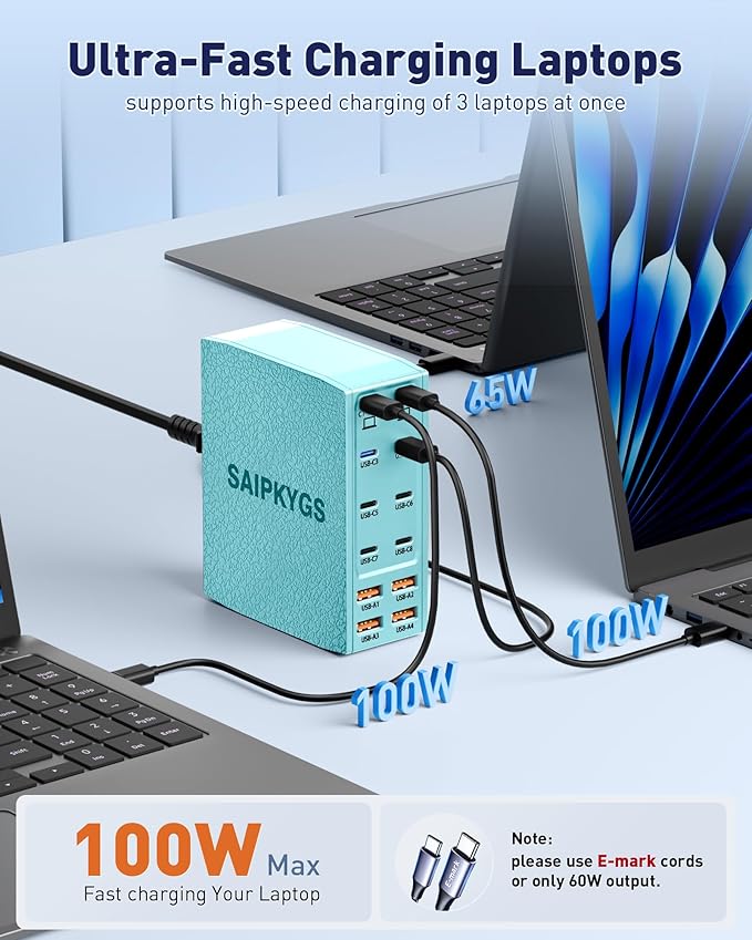 Charging Station (600W),12-Port USB C Charger Block with Dual 100W PD USB-C Fast Charging Station Hub for MacBook Pro/Air/All iPad Phone 17/16 15/14/13/Pro Max/Samsung Galaxy Note(Green)