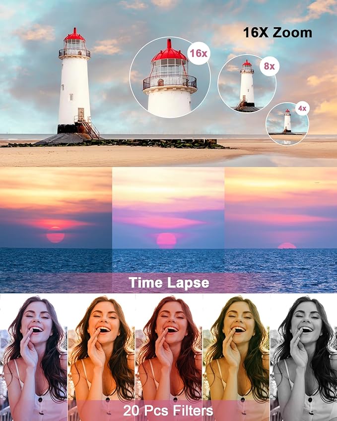 Digital Camera, 4K 64MP Cameras for Photography, Small Compact Point and Shoot Digital Camera with Auto Focus, Dual Camera, Flash, 16X Zoom, 32GB Card, Vlogging Camera for Teens,Boys, Girls