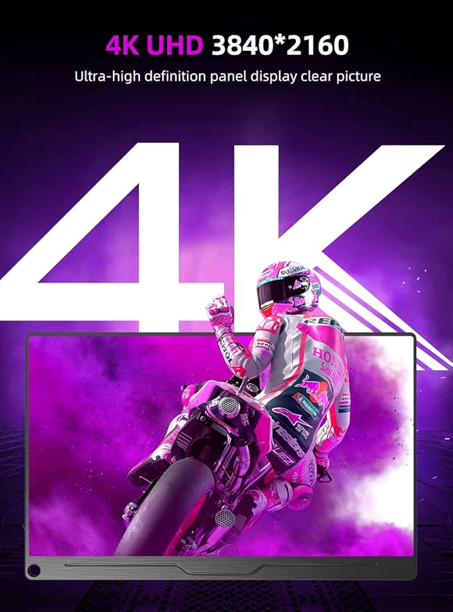 UPERFECT Truely 4K Computer Monitor, 15.6" UHD FreeSync 100% AdobeRGB 450 Nits Brightness HDR IPS Speaker Eye Care Game Display 2 Type-C Full HDMI for Laptop Phone, VESA & Smart Case