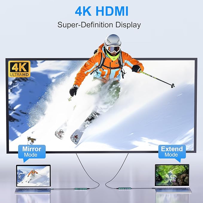 9 in 1 USB C Multiport Adapter for MacBook Air/Pro - USB C to 4K HDMI Hub Dongle with 100W PD USB3.0 - Portable USBC Hub Compatible with Laptops and Other Type C Devices