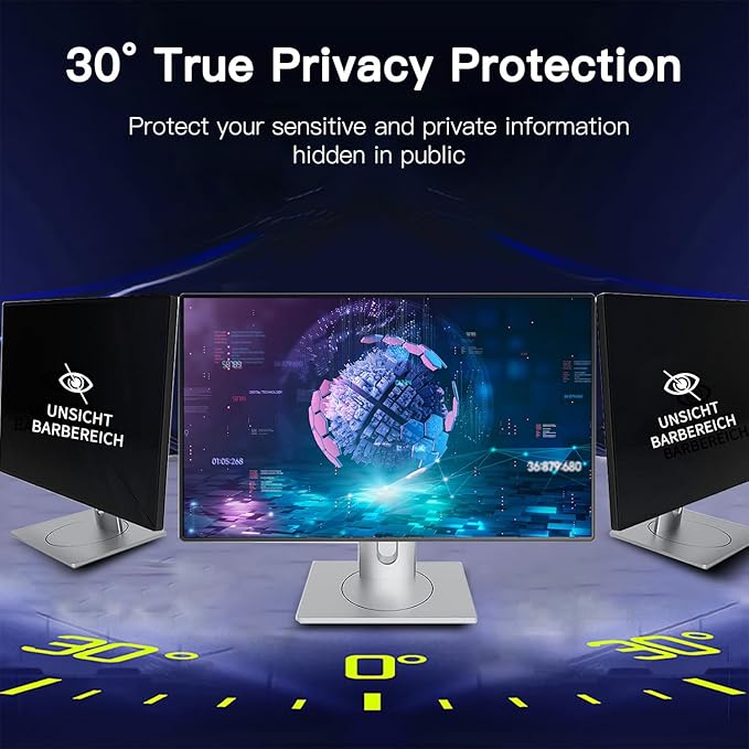 27 Inch Magnetic Hanging Computer Privacy Screen for 16:9 Widescreen Monitor, Removable Privacy Screen Anti Glare Blue Light Computer Screen Privacy Shield, Anti-Scratch 27 in Protector Film