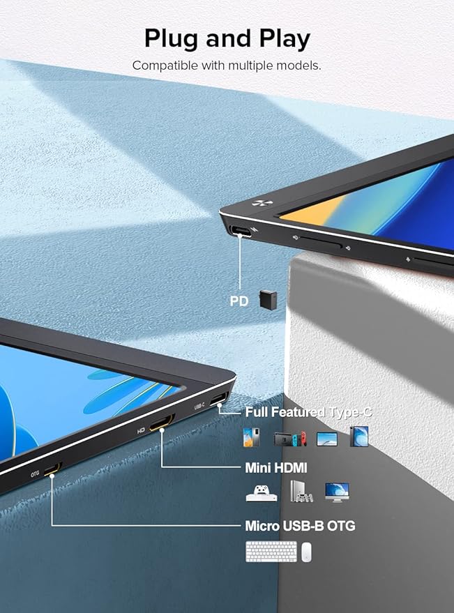 UPERFECT Portable Monitor Battery Touchscreen 120HZ | 15.6” 1ms Gaming Monitor | Built-in 10800mAh Battery Powered |FHD FreeSync| Type-C & HDMI | Travel Screen for Laptop, Computer, Game Consoles