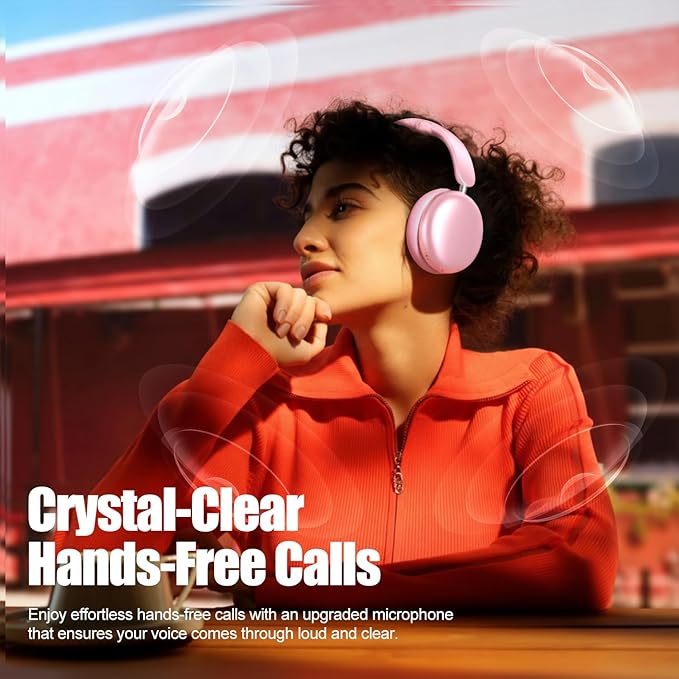 Wentronic Y06 Noise Cancelling Headphones,58H Playtime and 5 EQ Music Modes Wireless Over Ear Bluetooth Headphones with Microphone,Lossless Audio,Multipoint Connection,Foldable,Lightweight,Pink