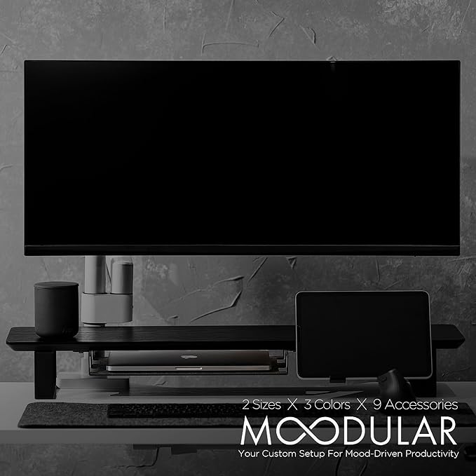 Moodular Add-ons Storage Tray [Accessory Only - Requires Moodular Wooden Monitor Stand Slide Rails for Use] Black MSA-TR