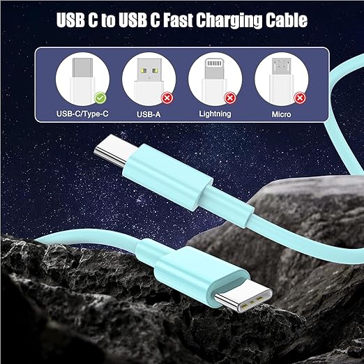 3-Pack Green [3.3FT+6.6FT+10FT] 60W USB C to USB C Cable, Type C Fast Charging Cable for iPhone Air 17 16e 16 15 Pro Plus Pro Max，for Galaxy S25, for iPad Pro/Air/mini, for MacBook Pro/Air and More