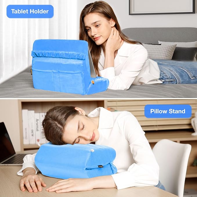 MOSISO Tablet Pillow Stand,Soft Tablet Holder for Lap,Tablet Soft Pad Dock with Pockets&Stylus Slot&4 Viewing Angles Compatible with iPad Pro 12.9,11,10.5,9.7,Air Mini 6,5,4,3, E-Reader, Royal Blue