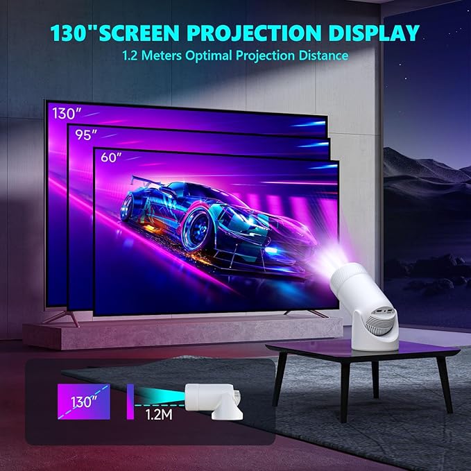 Upgraded HY300PRO MINI Portable Projector Projector Support 4K 1080P with Dual-Band WIFI6 5G Wireless 5.2 Bluetooth Android 13,270° Rotatable, Auto Keystone Correction,35"-130" Screen Video Projector