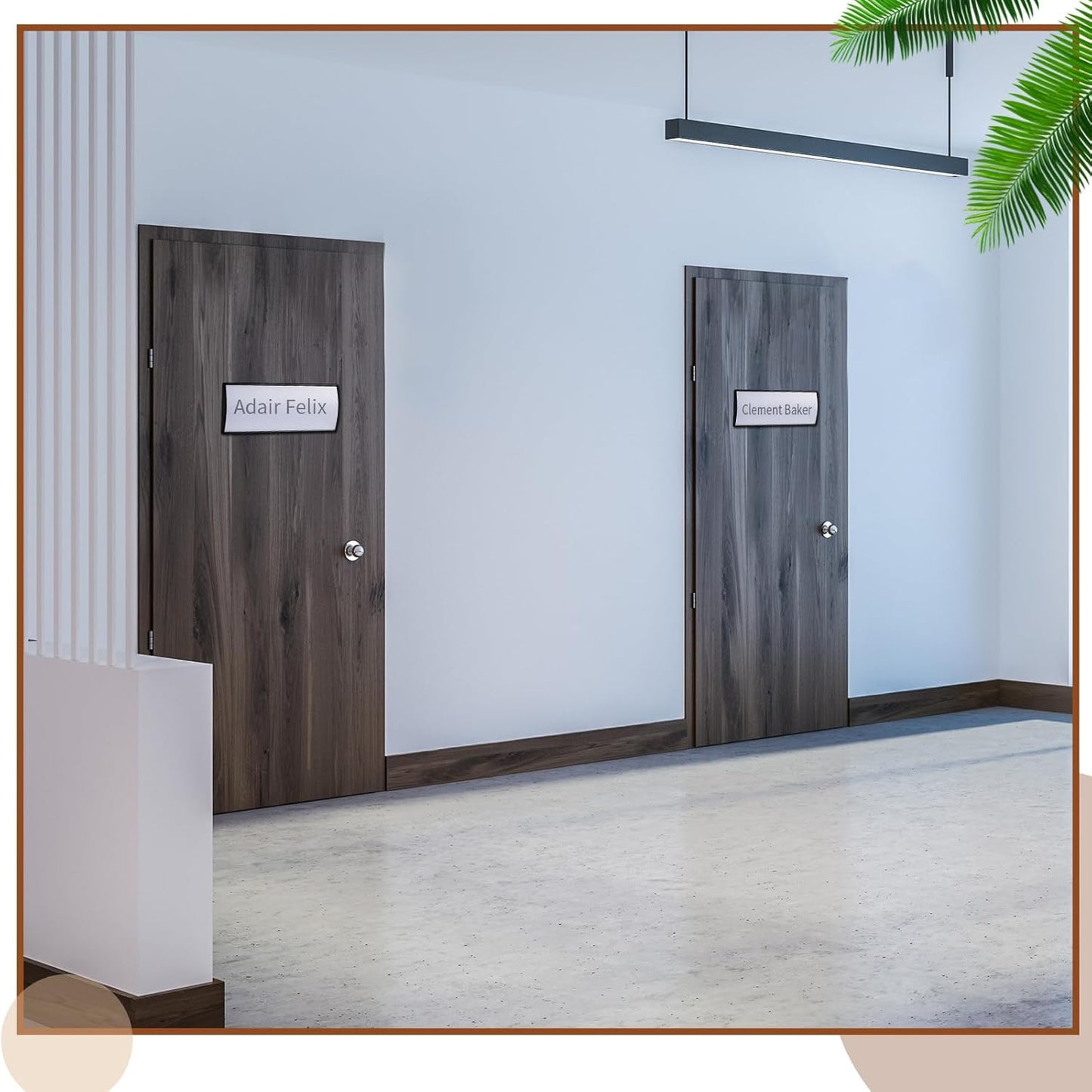 Therwen 12 Pcs Aluminum Office Name Plate Holder for Door Wall Mount 8'' x 3'' Business Sign Holder Office Door Sign Sturdy Curved with Plastic Film and Adhesive Tape (Black)