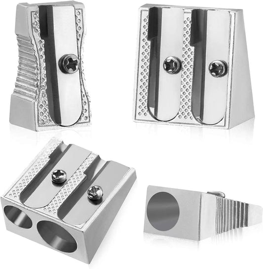 Metal Pencil Sharpeners, 4pcs Manual Double Hole Pencil Sharpener for Colored Graphite Pencils, Crayon Sharpener, Home School Office
