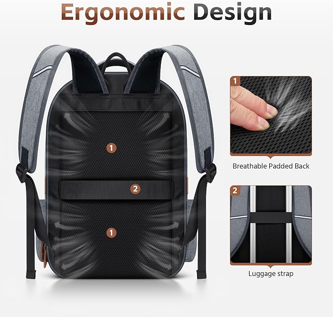 RealCool Laptop Backpack, 31L Travel Backpacks for Women Men, Fits up to 15.6-17 Inch,Water Resistant College Bookbag, for School Business Trip (Gray)