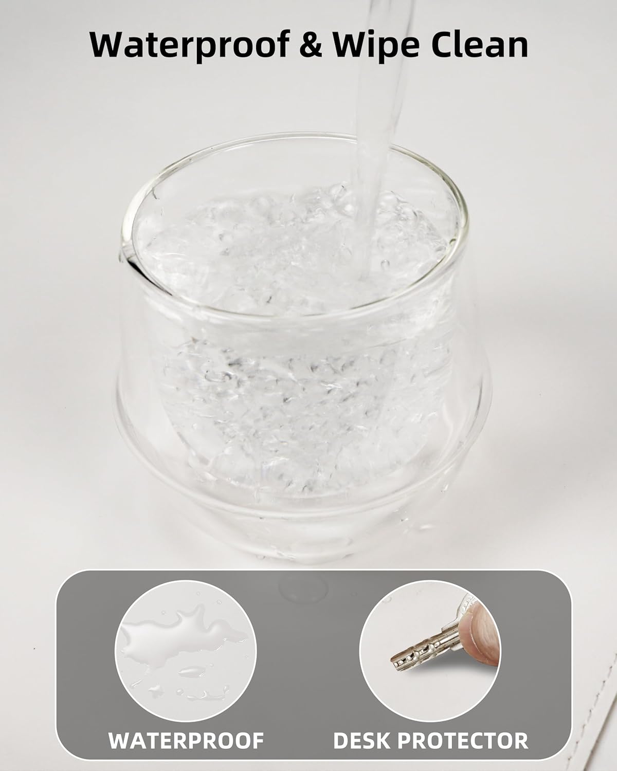 Large Desk Pad Mat - Waterproof Mouse Pad & Desk Protector, Non-Slip XL PU Leather Gaming Mat for Keyboard/Mouse, Stitched Edge with Ergonomic Support, 47"x17" (White)