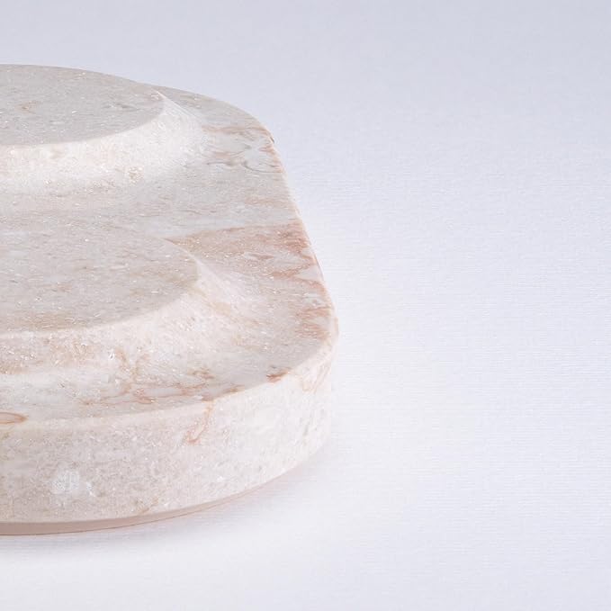 Einova Dual Classic Stone – Dual Wireless Charging Pad in Genuine Marble, Designed in Italy, Qi Certified, for Smartphones, Wireless Earbuds & More – Cream Marble