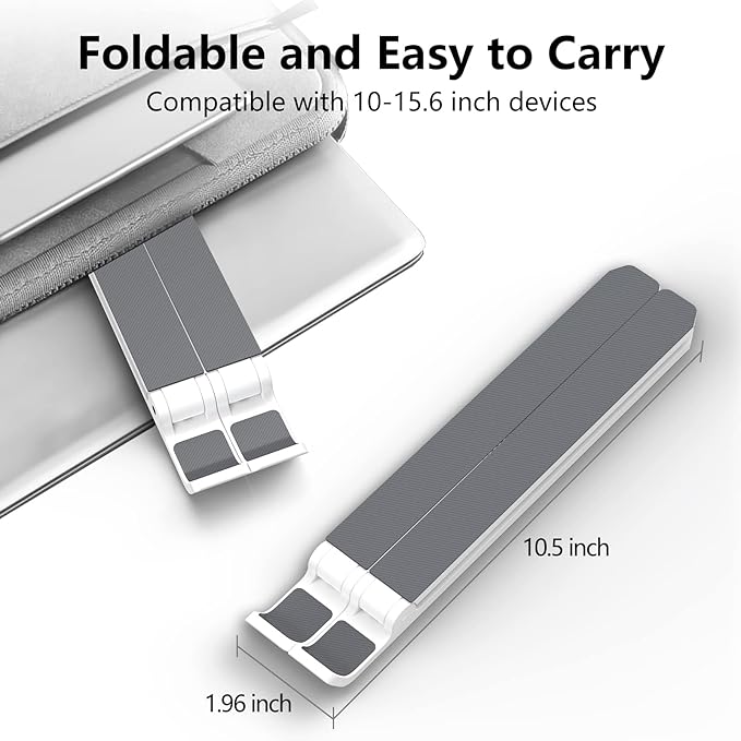 Laptop Stand for Desk, Adjustable Laptop Riser ABS+Silicone Foldable Portable Notebook Holder, Ventilated Cooling Notebook Mount Computer Stand for 10-15.6” Laptops,Tablets-White