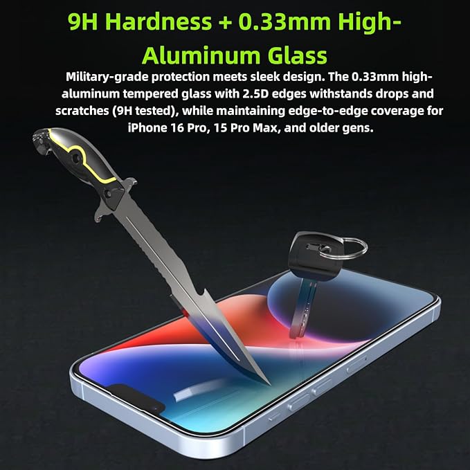 2 Pack Screen Protector for i phone 17 Pro Max Series Tempered Glass Screen Protector, Protector de Pantalla, 9H Hardness, Bubble-Free, Easy Install Kit（ i phone 17 Pro Max