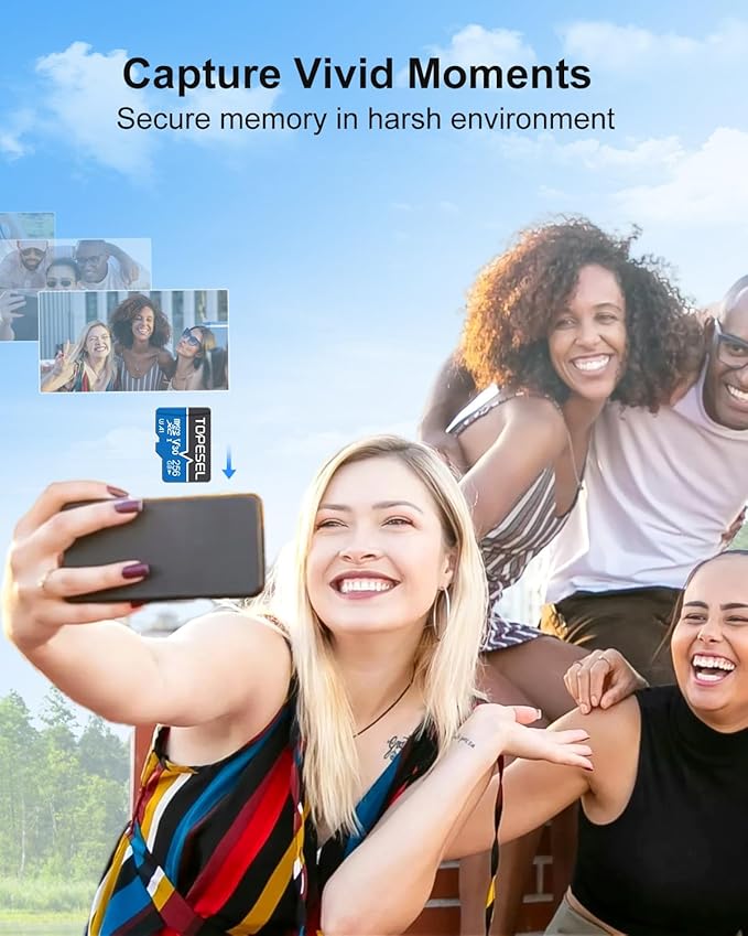 TOPESEL 256GB Micro SD Card 2 Pack, 4K HUD, U3 SDXC TF Card with Adapter High-Speed UHS-I V30 Micro Flash Memory Card for Smartphones, Cameras, Dash Cams