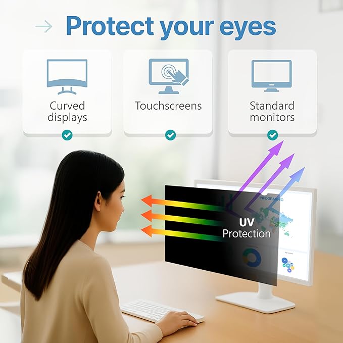 VINTEZ [2 Pack] 21.5 Inch 16:9 Privacy Screen for Computer Monitor and Laptop - Anti Glare Protector Film Blue Light Filter Eye Protection - Computer Screen Privacy Shield