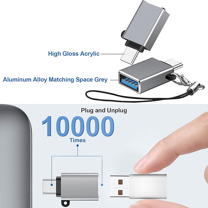 USB C to USB Adapter 4 Pack,USBA to USBC Adapter,USB C to USB 3.0 Adaptor,USBC Adapters for iPhone 16 15 14 13,MacBook,iPad Pro,Phones,Tablet,4 Colors