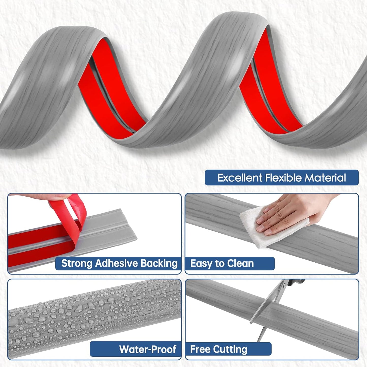 Floor Cord Cover for Wires on Floor Self Adhesive Cord Hider Floor Cable Management Wire Covers for Cords Protector Prevent Cable Trips Cord Cavity W 0.47" x H 0.27", Gray Wood, 10Ft