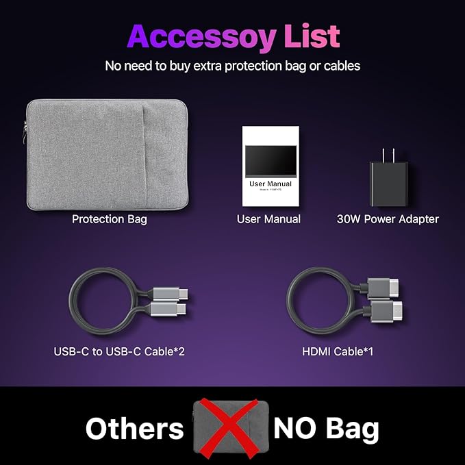 cocopar Portable Monitor 15.6'' 4K UHD 60HZ 145% sRGB Travel Monitor with USB-C HDMI Portable Screen for Laptop MacBook Surface PC PS4/5 External Display with Kickstand, VESA Mountable