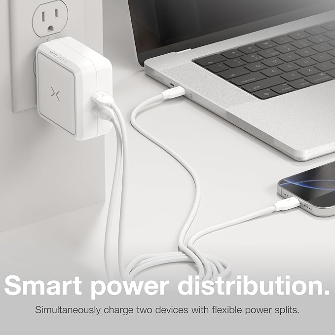NOCO XGrid X100: 100W USB-C Charger – Dual Port GaN Power Adapter with PD 3.0, QC 4.0+, and PPS – Fast Charging with Smart Power Distribution – Foldable Wall Plug, UL Listed