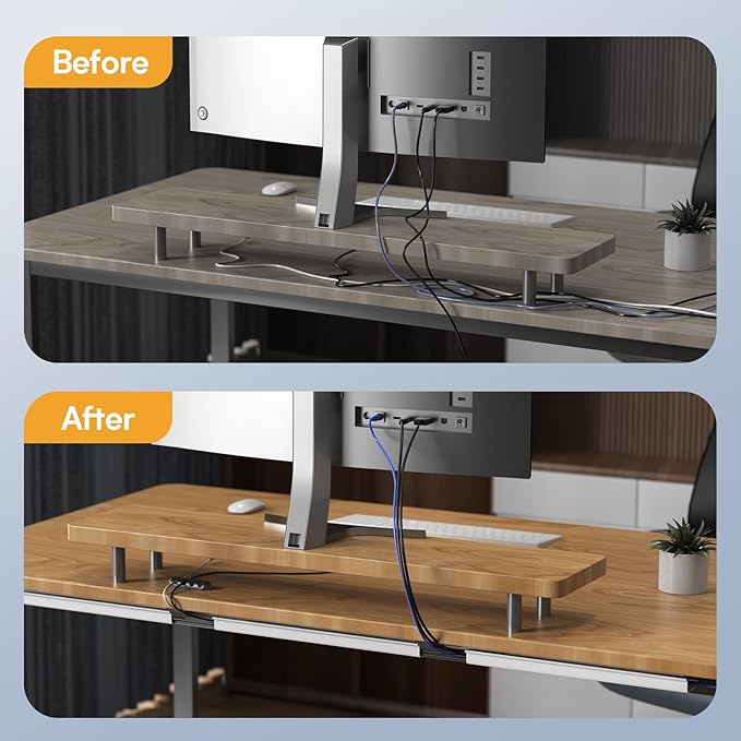 Delamu 157in Cable Management Under Desk, Safe & Tidy Under Desk Cable Management for Home & Office, Cord Organizer for Desks, Wire Organizer Kit, 10 Pack White