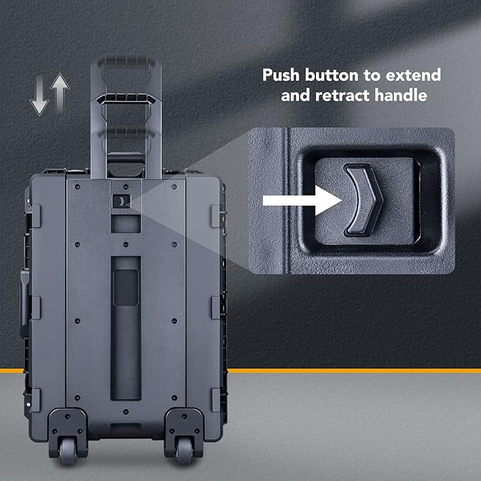 Lykus HC-6540 Large Waterproof Hard Case with Wheels and Customizable Foam, Interior Size 25.6x18.9x15 inch, Suitable for large electronic equipment and more