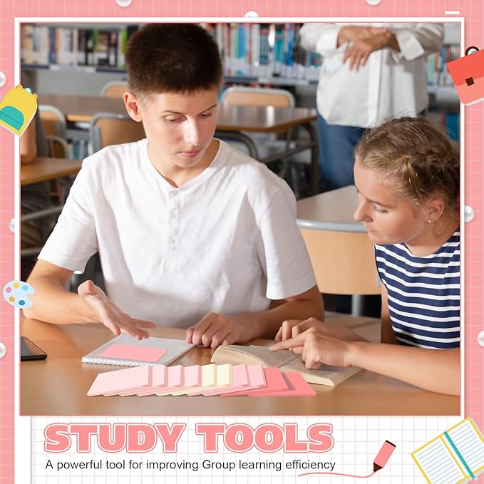 Fainne 8 Pack Sticky Notes Bulk Back to School Supplies Self Stick Note Pads Paper Memo for Office First Day of School Student Teacher Essentials (3x5inch,Light Color)