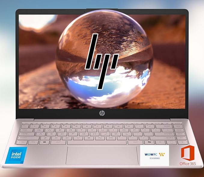 HP Ultrabook, Intel CPU, 8GB RAM, 1.6TB Storage (128GB OnBoard w/ 512GB Portable Drive + 1TB OneDrive), Up to 12 hrs Battery Life, Windows 11 Pro, Tranquil Pink, w/WOWPC 3-in-1 Bundle