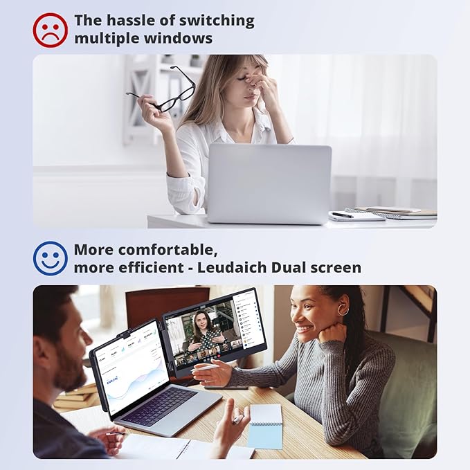 Laptop Screen Extender, FHD 1080P IPS 14" Laptop Monitor Extender, Plug and Play HDMI/Type-C - Compatible with Windows, Mac, Android, Chrome, Xbox, Switch, PS5, Work with 13”-17” Laptops