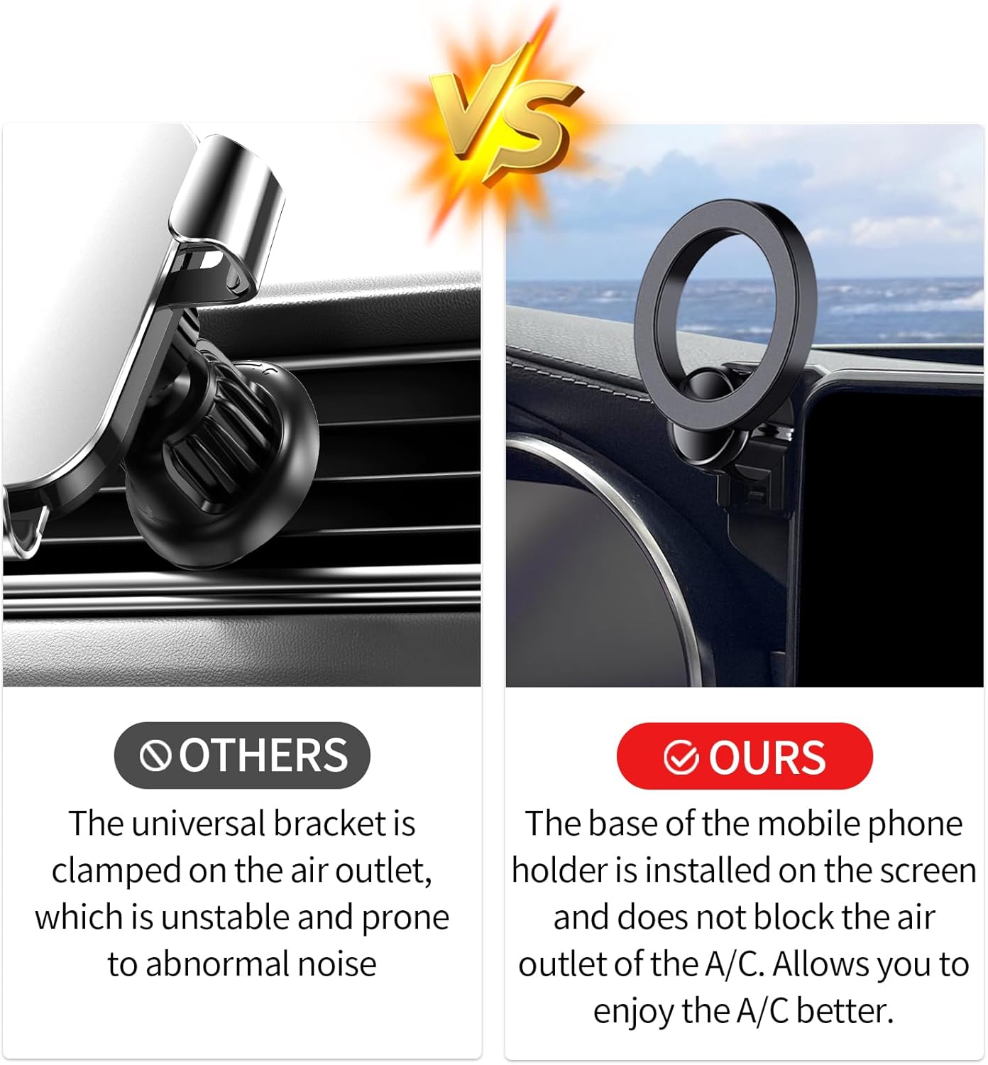 Car Phone Holder for 2020-2022 Mercedes Benz GLC / 2019-2021 C-Class / 2020-2022 V-Class Accessories 10.25-Inch Screen Fixed Clip, 360° Rotation Phone Mount Compatible with MagSafe