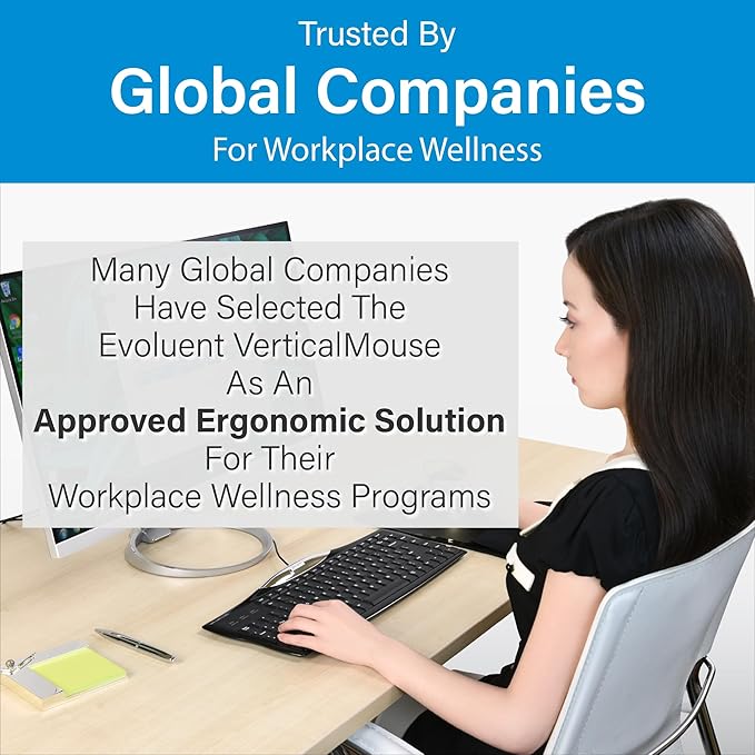 Evoluent – Inventor of the Vertical Mouse – VM4RW Ergonomic Vertical Mouse Right Hand Regular Size Wireless USB, Sculpted for Comfort, Reduces Wrist Strain, 4 Speeds, 6 Customizable Buttons in Windows