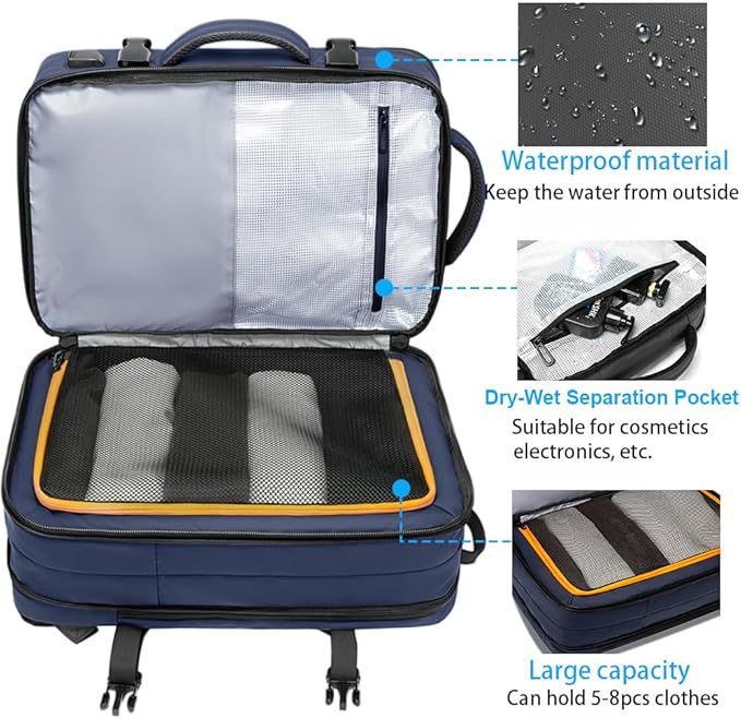 BANGE 45L Travel Backpack, Expandable Backpacks,Traveling Business Backpack For 17.3” Laptop,Airport Suitcase Backpack For Men