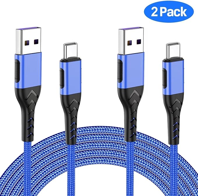 Durcord USB C Cable, Upgarded 2Pack 3ft Fast Charging USB Type C Charging Cord Cable, 3 Foot Type C Charger Nylon Braided USB Cable Compatible Compatible with iPhone 15/Pro/Plust/Max/Samsung-Blue