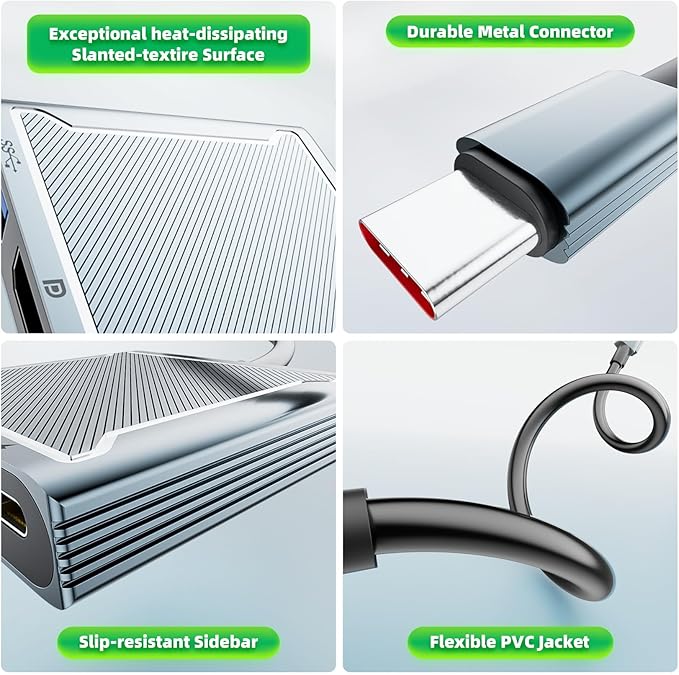 USB C to DisplayPort Multiport Adapter Dock, BolAAzuL 3-in-1 Type C Hub with 1xDP 1.4 + 1xUSB 2.0 + 1xPD Charging Port(Type C), 8K 60Hz/ 100W PD/DP ALT Mode Supported for Macboo pro, iPad pro, Monitor