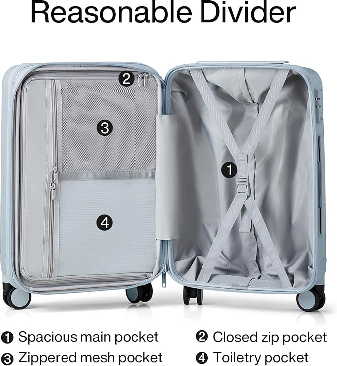 Hanke Expandable Hard Shell Luggage Sets 2 piece Carry On Luggage with Wheels Suitcases Lightweight Checked Travel Luggage Rolling Large Suitcase Travel Luggage Bag Woman Men 20/29 Inch(Gray)