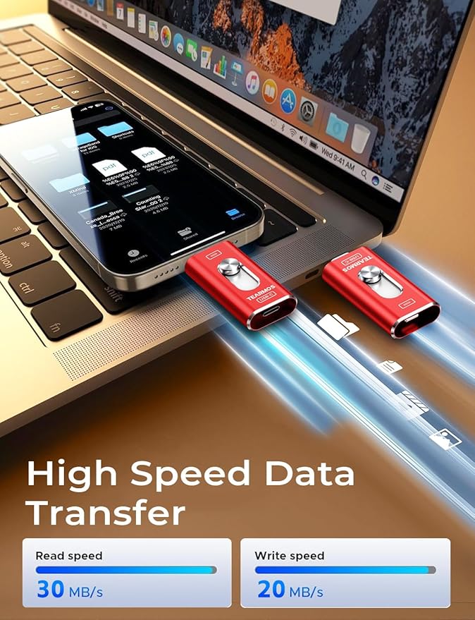 512GB Photo Stick for iPhone Flash Drive, Memory Stick Phone Storage for Photos and Videos Files Backup, Compatible with iPhone iPad Android PC, Plug & Play, No App Required (Red)