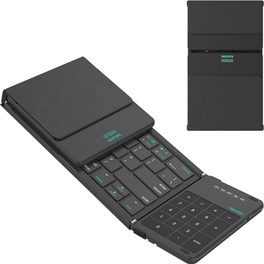 Nillkin Pocket Foldable Keyboard with Touchpad & Wireless Bluetooth, Portable Travel Keyboard for Home or Mobile Office Replaces Keypads and Mouse Combo, Compatible with iPad, Laptop, Tablet - Black
