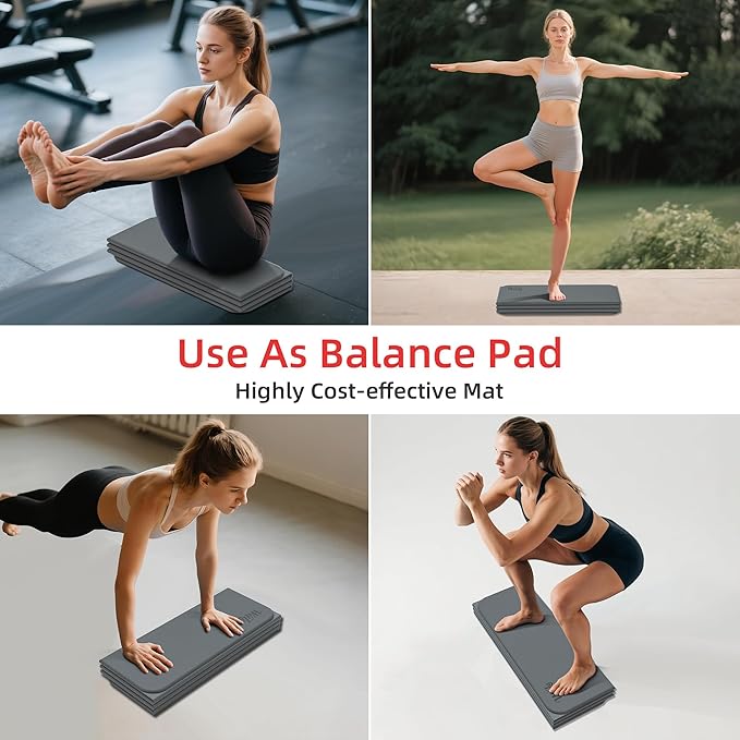 1/2 Inch Extra Thick Yoga Mat Pilates Equipment, 69"x24" Odorless Workout Mats for Home Gym, Non-slip Exercise Mats for Women Men Home Workout, Foldable Yoga Mats for Travel Camping Sleeping