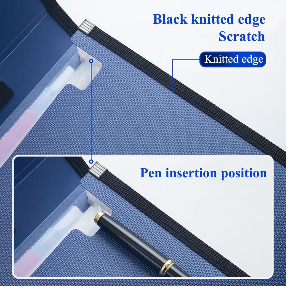 M&G Expanding File Folder 12 Pockets Accordion File Organizer with Labels, Portable Document Receipt Organizer for A4 Letter Size Paper, Waterproof Folder for Bussiness School Office Supplies (Blue)